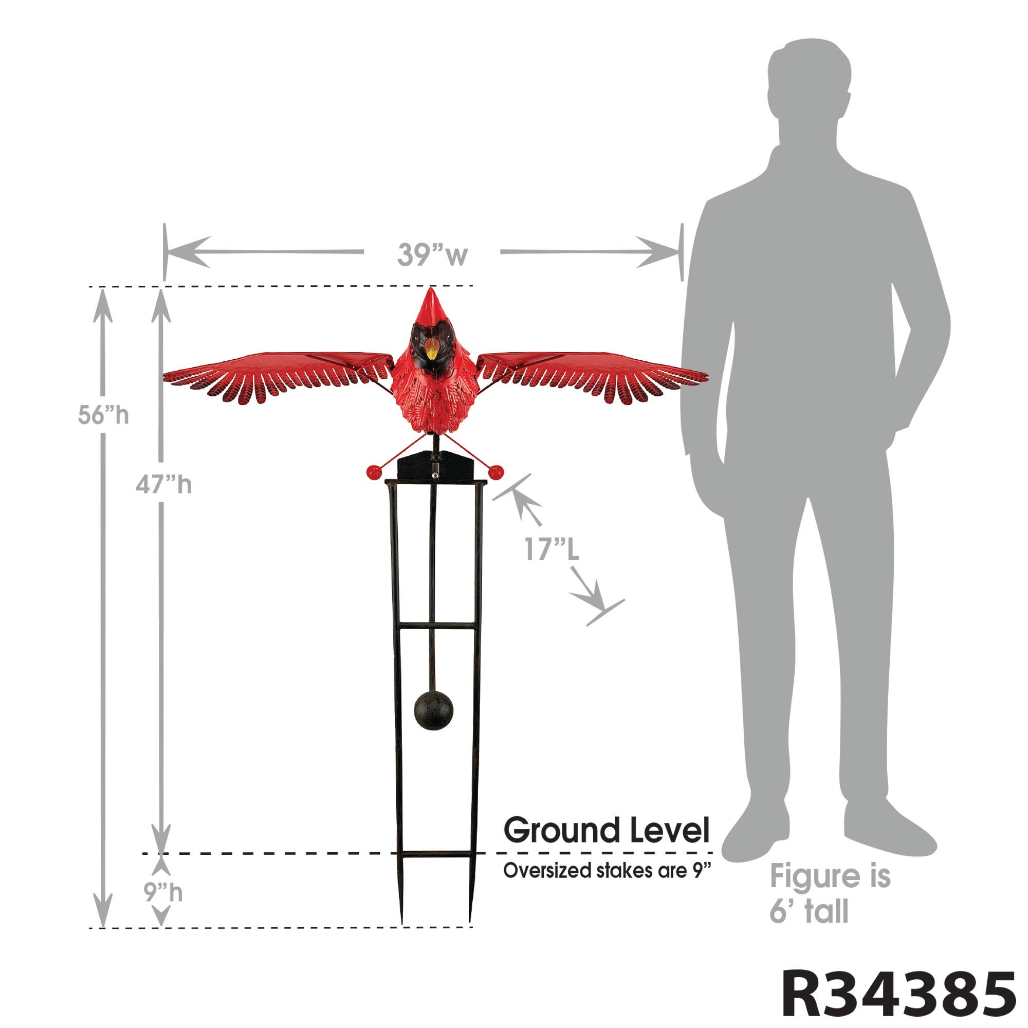 RCS Gifts - Wholesale Outdoor Ornament/Decor - Large Cardinal Garden Balance Rocker – over 3 ft Wingspan!3