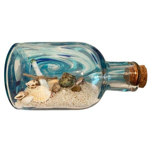 Glass Beach Bottle w/ Sand,Shells, Message for wholesale by Barry-Owen Co., Inc.