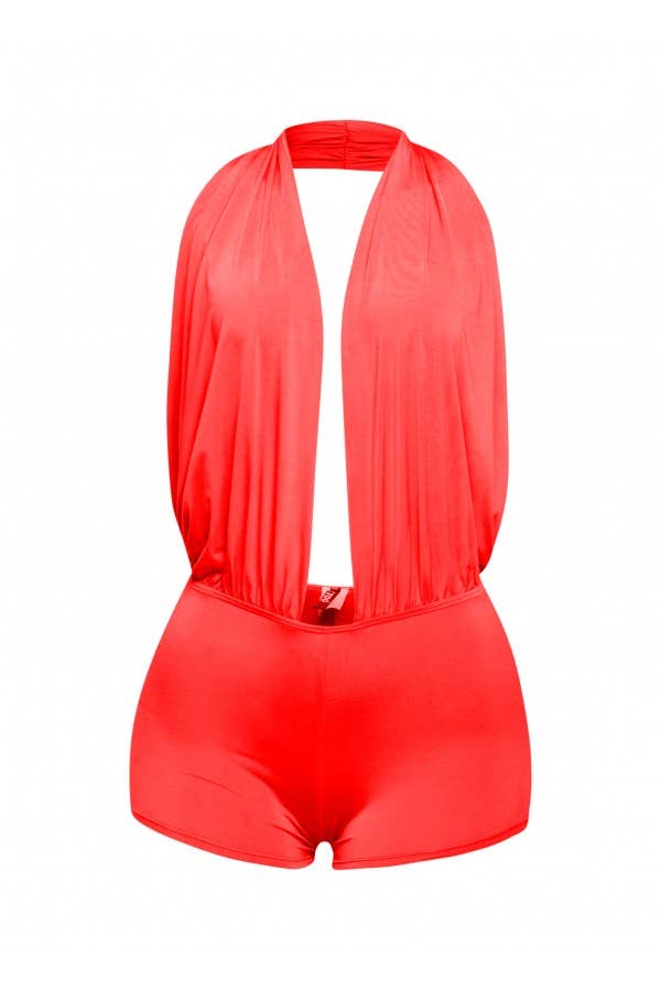 Boswell - Wholesale Romper - Women's - LOW RISE DEEP HALTER NECK ROMPER2