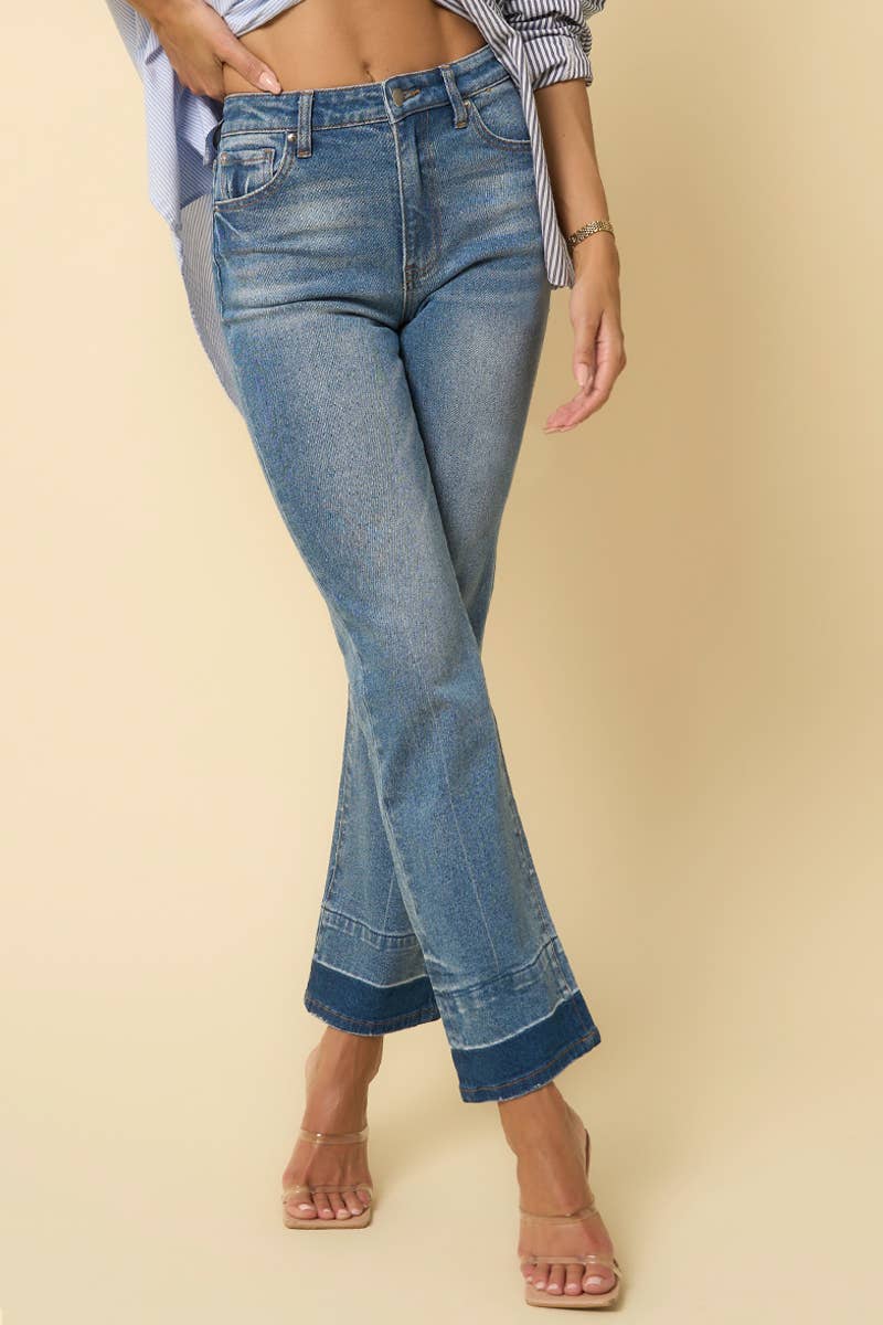 Insane Gene USA – Großhandel Jeans – Damen – HOCHHAUS FREIGEGEBENER SAUM GERADE7