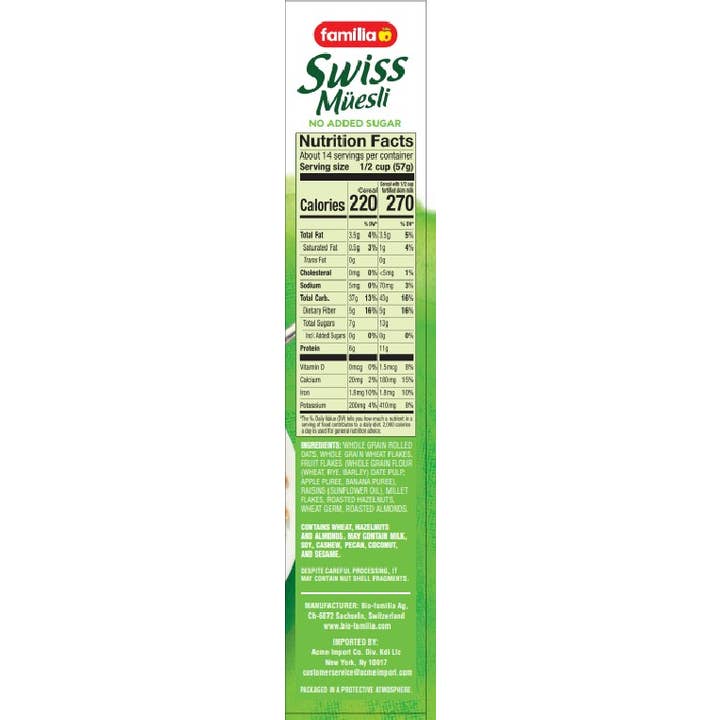 Acme Import Co - Wholesale Breakfast Cereal - Familia Swiss Muesli, No Sugar Added Recipe2