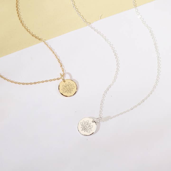 hope love shine - Wholesale Pendant/Charm Necklace - New Beginnings Sterling Silver 14k Gold Vermeil Lotus Flower Dainty Necklace Jewelry Gift