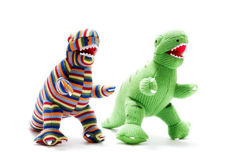 Best Years Ltd - Wholesale Stuffed/Plush Toy - Kids & Baby - T Rex  Soft Toy Dinosaur Teddy - Knitted Rainbow Stripe3