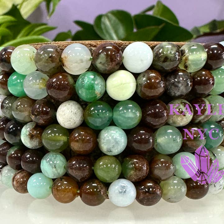 Crisoprasa natural de 6 mm, cristal de 7,5 pulgadas para venta al por mayor de KayleeNYC