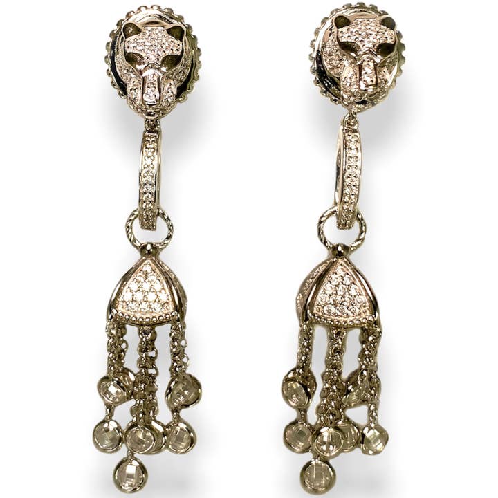 Leopard Chandelier White Earrings por atacado de Chatoyant