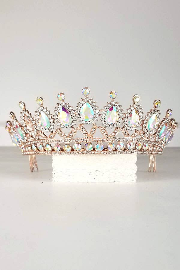 Chicas - Wholesale Tiara - Women's - One Size Fits All Metal Tiara With Jewel Rhinestones HT879-66