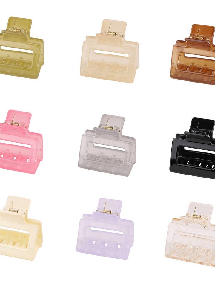 CWAHA07443_JELLY RECTANGLE ACRYLIC SMALL HAIR CLAW CLIP for wholesale by NINEXIS