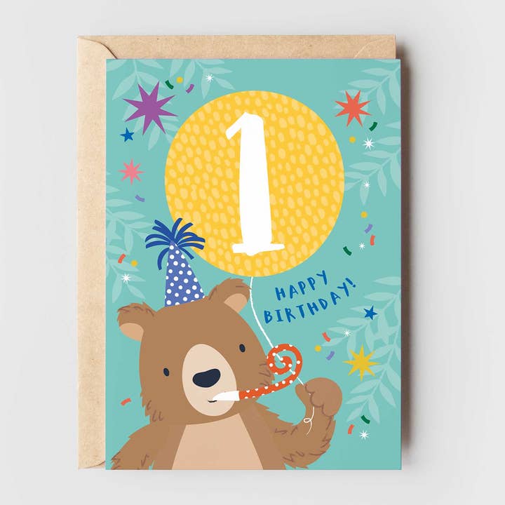 Cute Age 1 Bear Birthday card | Children's | Kids Birthday for wholesale by Klara Hawkins