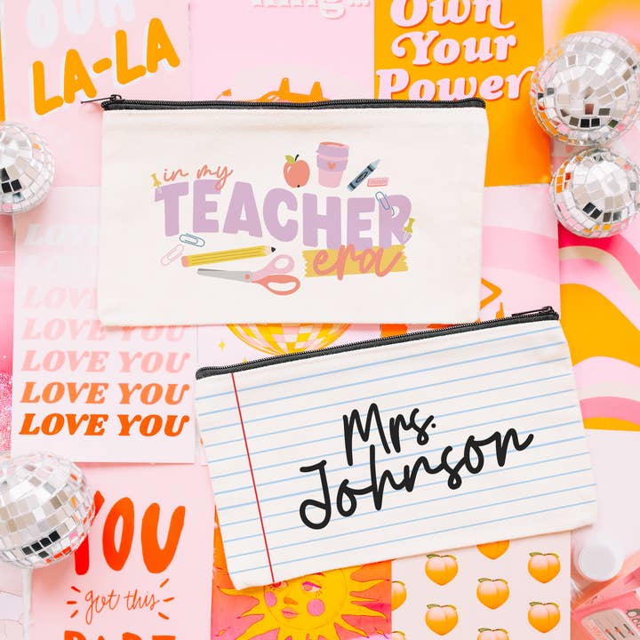 Teacher Canvas Zipper Pouch for wholesale by designtwentyfive