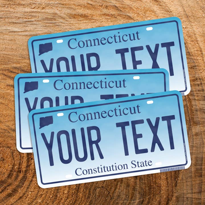 Skylark Printing - Wholesale Sticker - Connecticut Plate Souvenir Sticker with Your City, Text