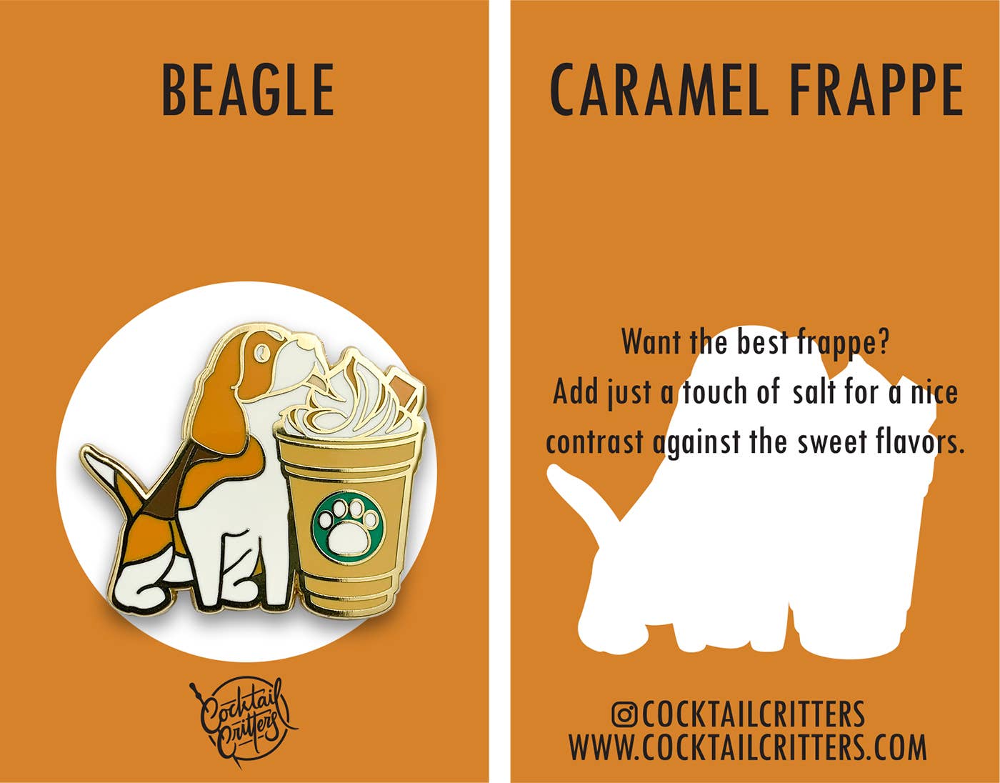 Cocktail Critters – Großhandel Anstecker/Button – Beagle x Caramel Frappe Pin2