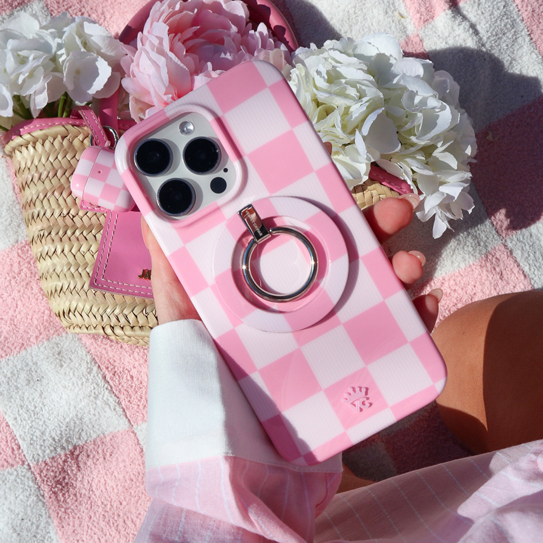 VELVET CAVIAR - Wholesale Phone Grip - Magnetic Phone Ring & Stand - Pink Vibe Checkered7