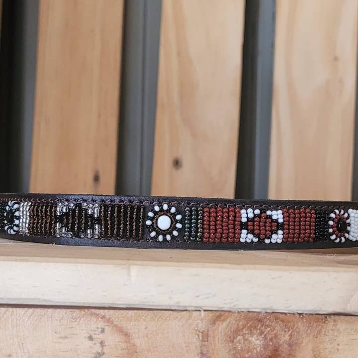 MAASAI CHIEF - Wholesale Pet Collar - Cat/Dog - Beaded Leather Horse browband3