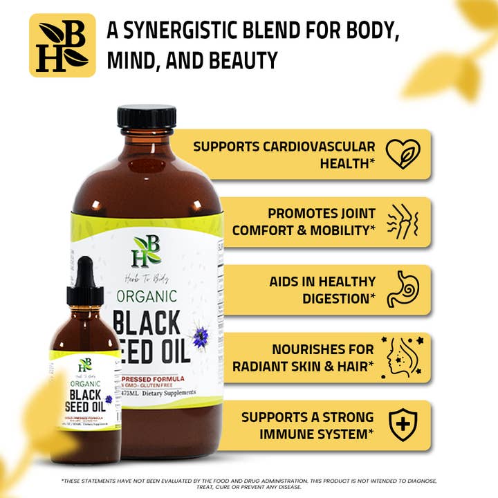 Herb To Body - Wholesale Oral Supplement/Vitamin - Organic Black Seed Oil (Cold-Pressed) - Bulk Wholesale Sizes15