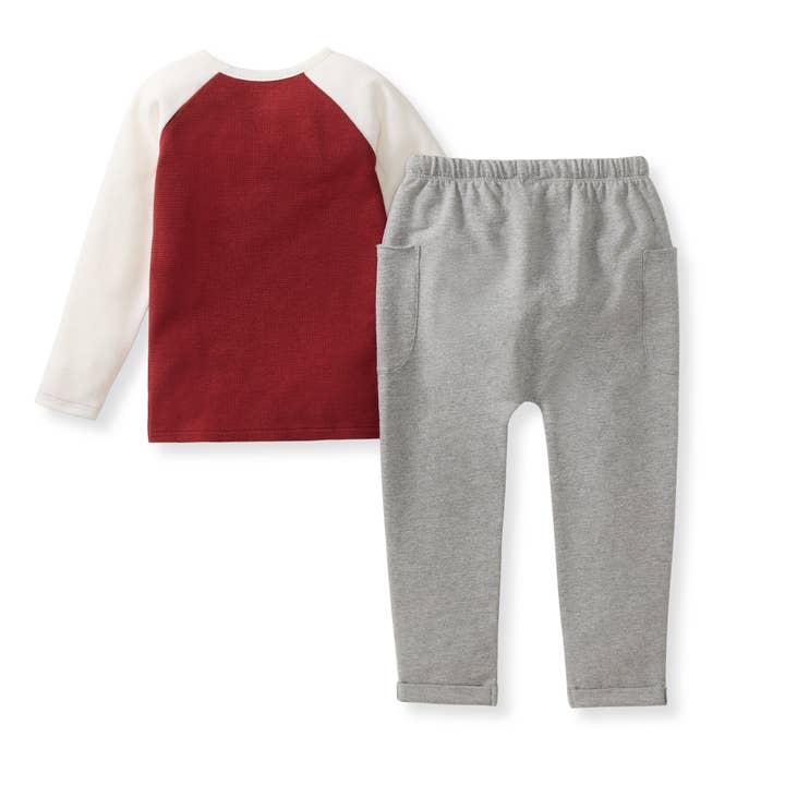Burt's Bees Baby - Wholesale Top & Pant Set - Kids - Thermal Organic Boy Tee & Pants Set - Brick Red
2