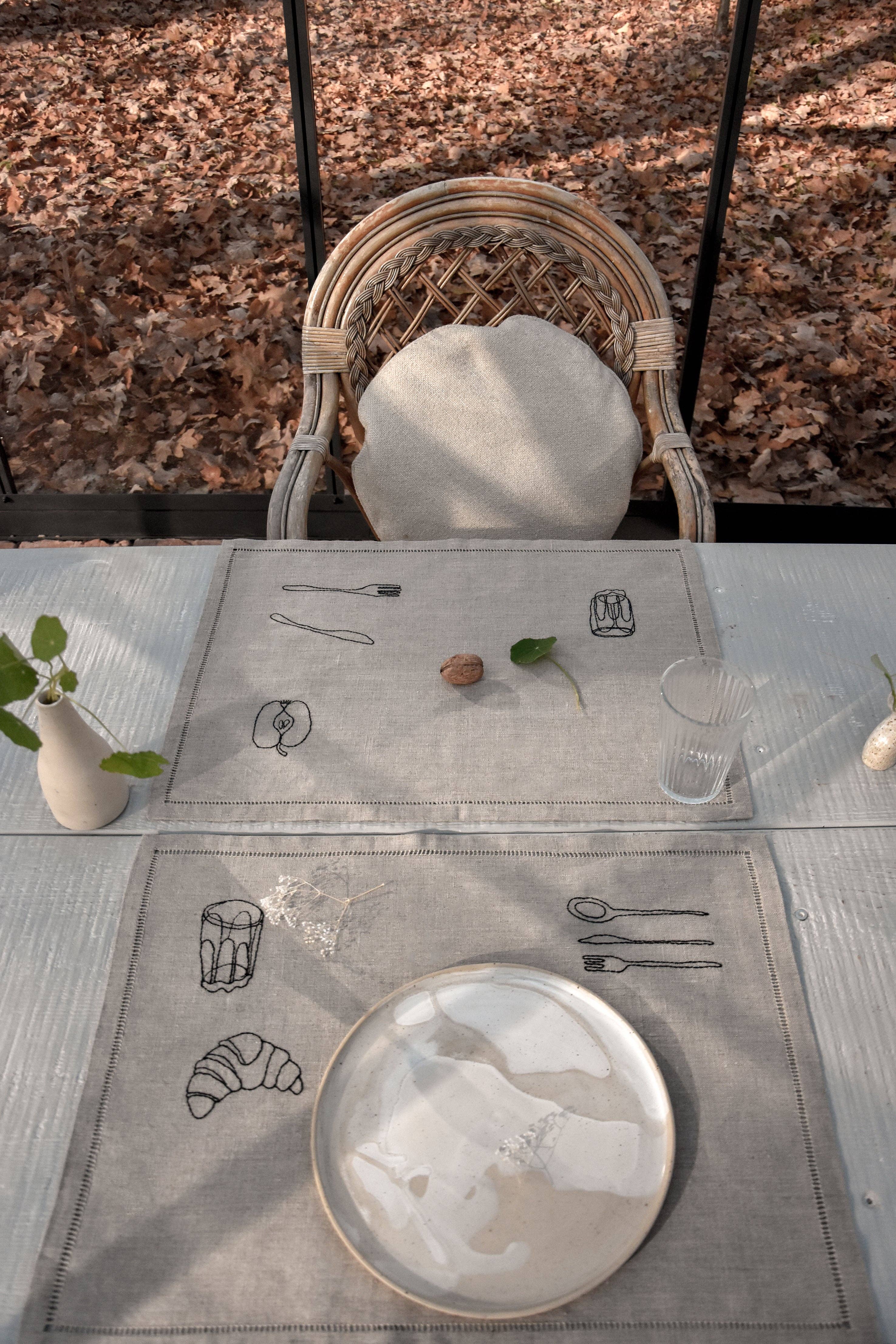 À bientôt - Vente Sets de table - Set de table en lin biologique Petit Dej en noir7