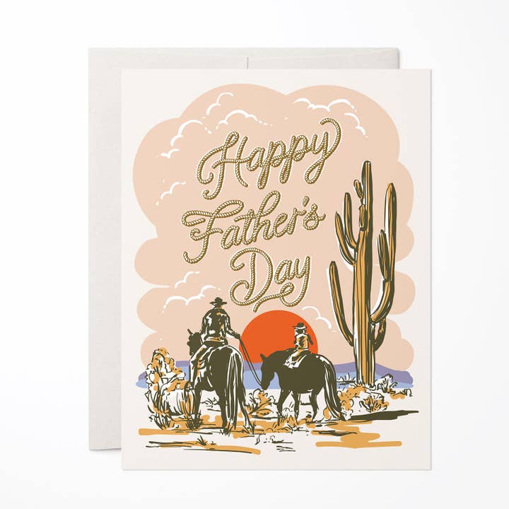 Trail Ride Father's Day A2 Greeting Card for wholesale by Antiquaria