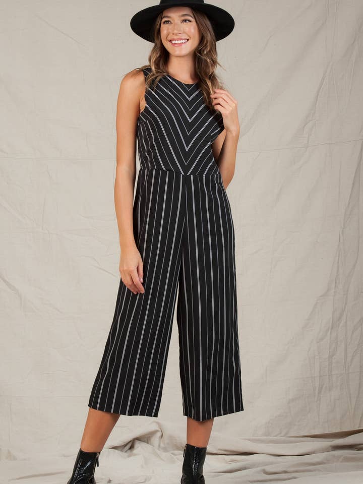 Chevron Striped JUMPSUIT for wholesale by Lucca Couture