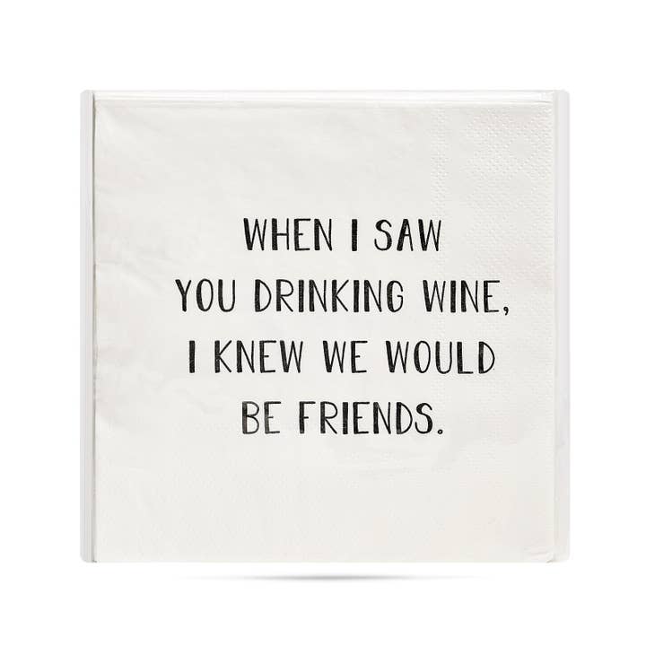 ellembee gift - Wholesale Disposable Napkin - When I saw you drinking wine funny printed Cocktail Napkins2