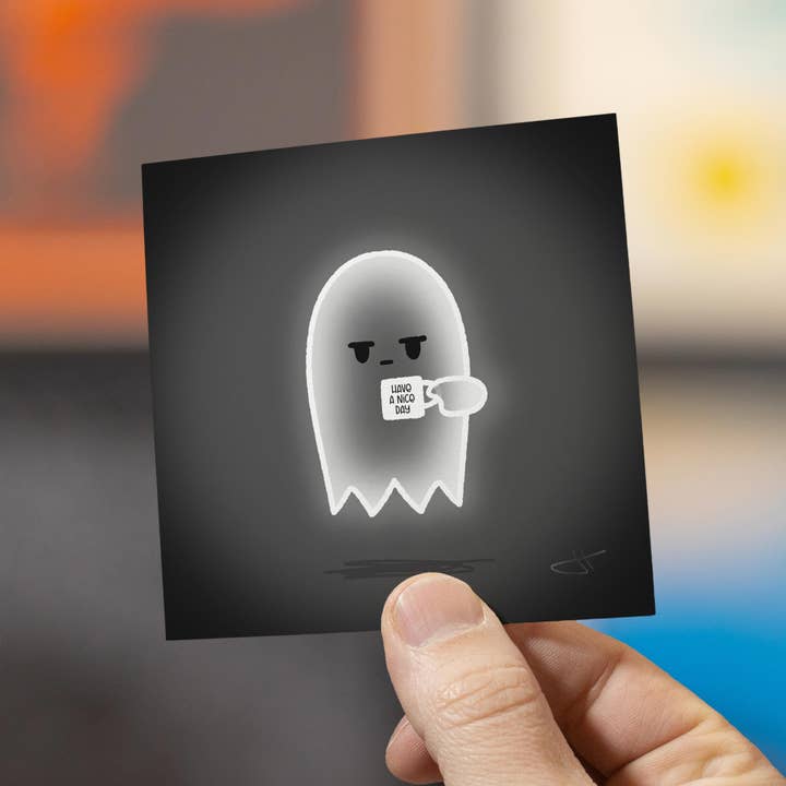 Grumpy Ghost | Mini Art Print for wholesale by Hi, Hello There