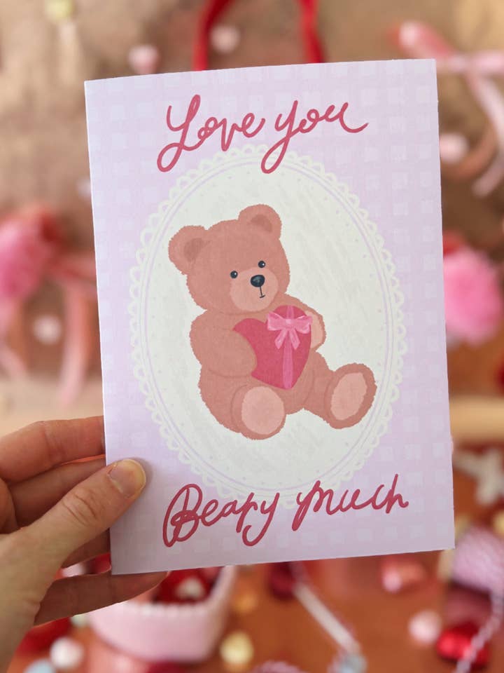 Love You Beary Much Valentine’s Day Card for wholesale by Shea Lettering