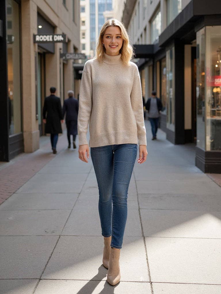 Marayn - Wholesale Knitted jumper – Women′s - Cozy Oversized Turtleneck Knit Sweater for FallWinter15