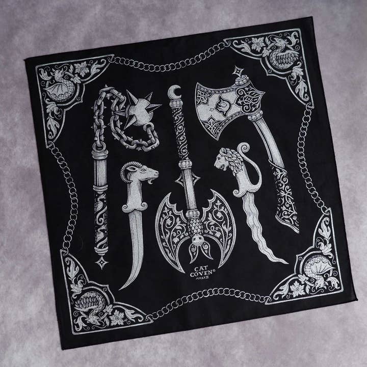 Choose Your Weapon - Cotton Bandana for wholesale by Cat Coven