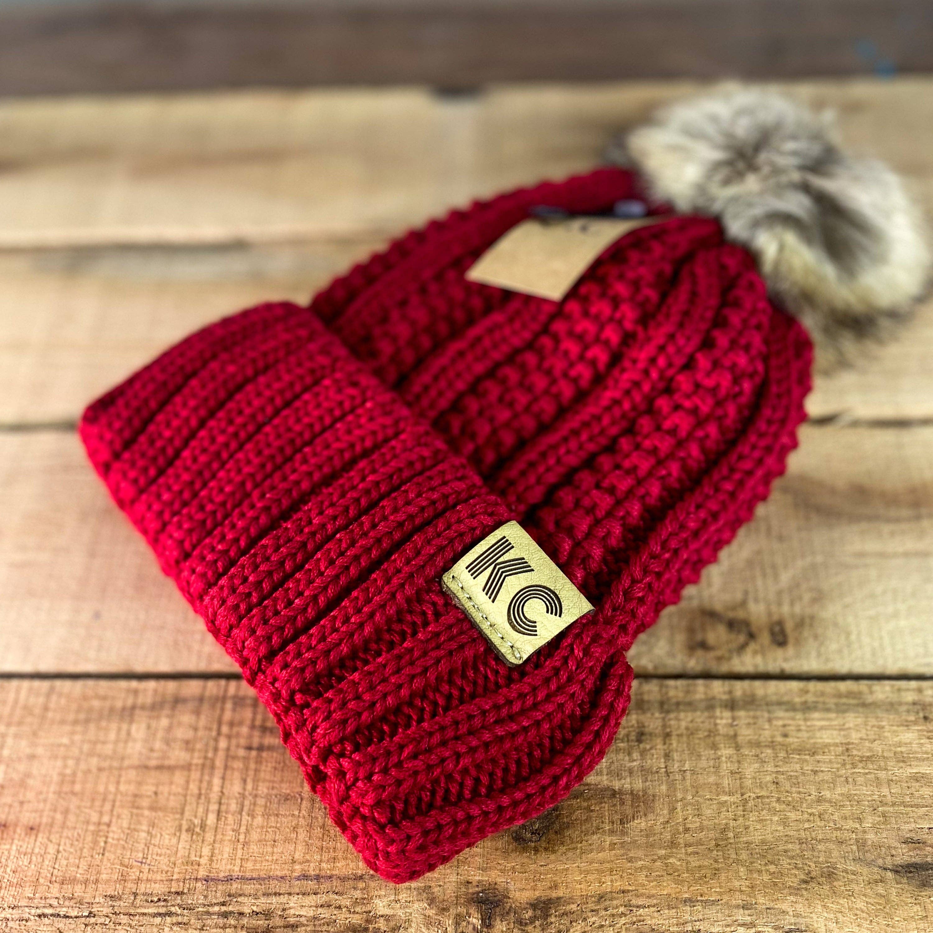 Kc Laser Co - Wholesale Beanie - Women's - KC Leather Tag CC Red Beanie2