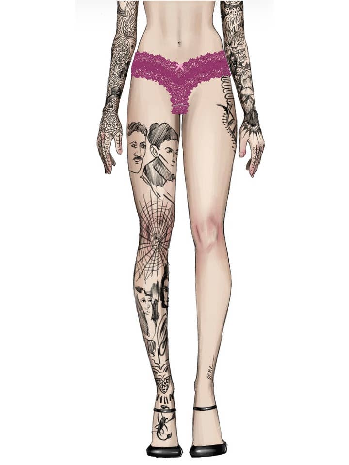 House of Desire - Venta al por mayor Ropa interior - Mujer - TANGA CON ENCAJE LANA Y ESCOTE EN V3