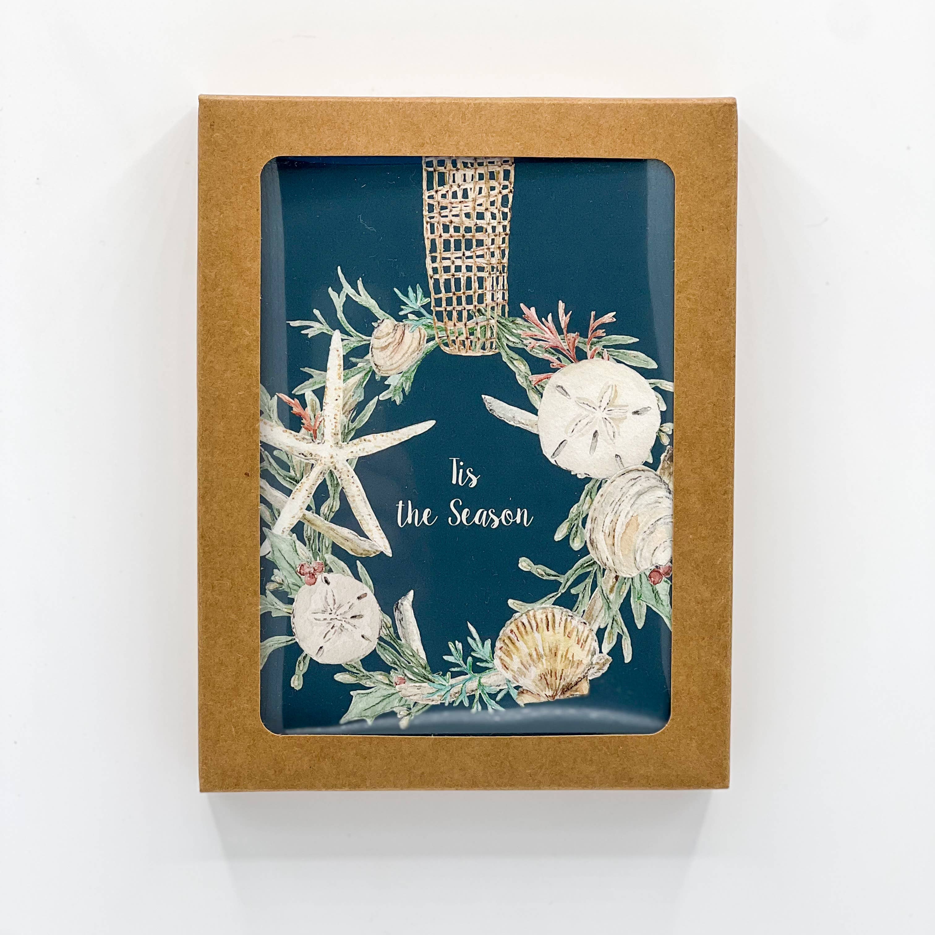 Melissa Hyatt – Großhandel Briefpapier-/Postkarten-Set – "Aquarell-Grußkarte 'Seaside Wreath' - 6er-Pack"