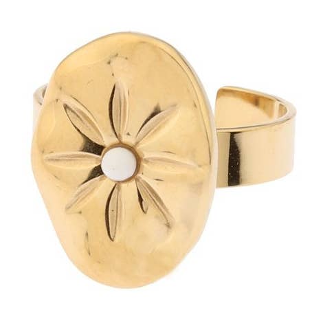 Anello in pietra naturale placcato in oro per la vendita all'ingrosso da parte di Sansira Jewelry