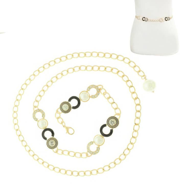 CC Wholesale Clothing – wholesale Belt – Women's – Fashionista Greek Key Jeweled Chain Link Belt