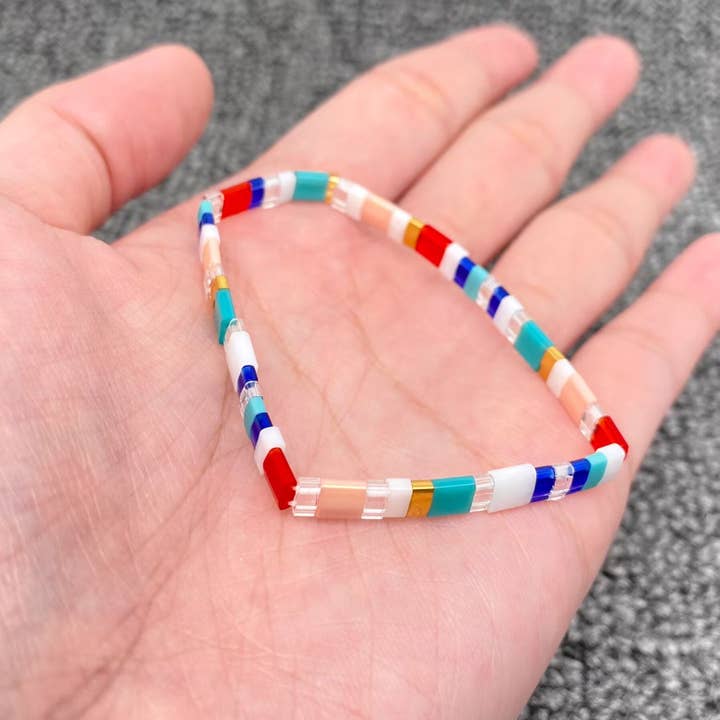 Mio Queena - Wholesale Beaded Bracelet - Boho Glass & Hematite Beaded TILA Beads Stretch Bracelet -BJ