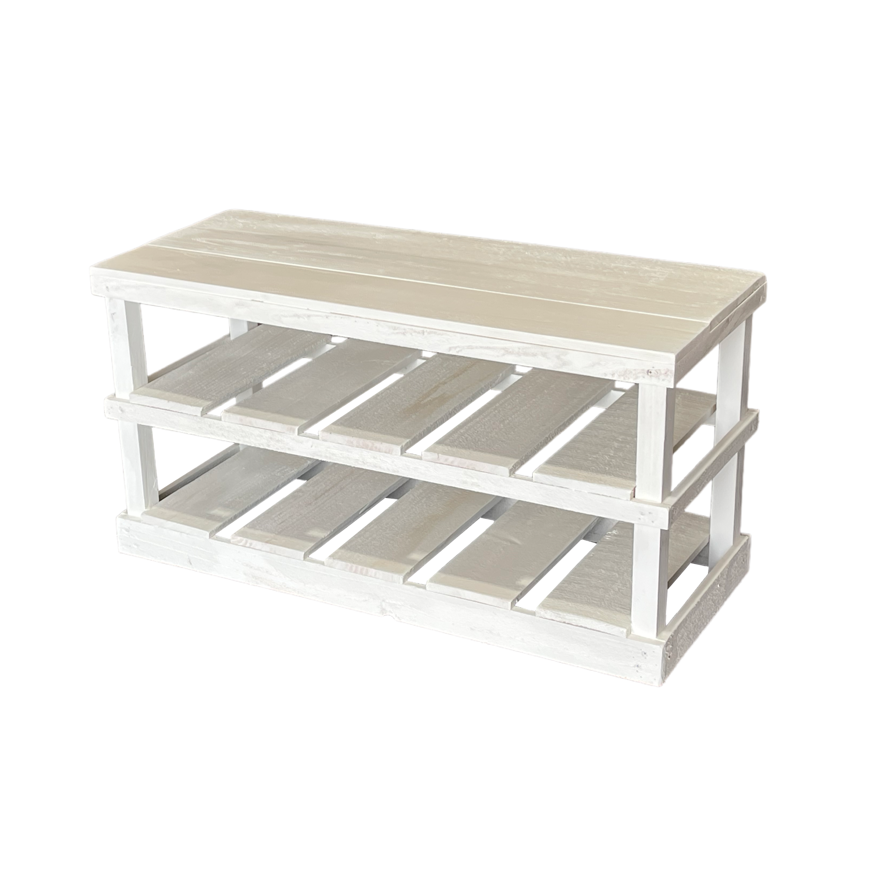 Intrinsic Haven - Vente Étagères à chaussures - Banc-rangement rustique en bois à deux étages pour chaussures12