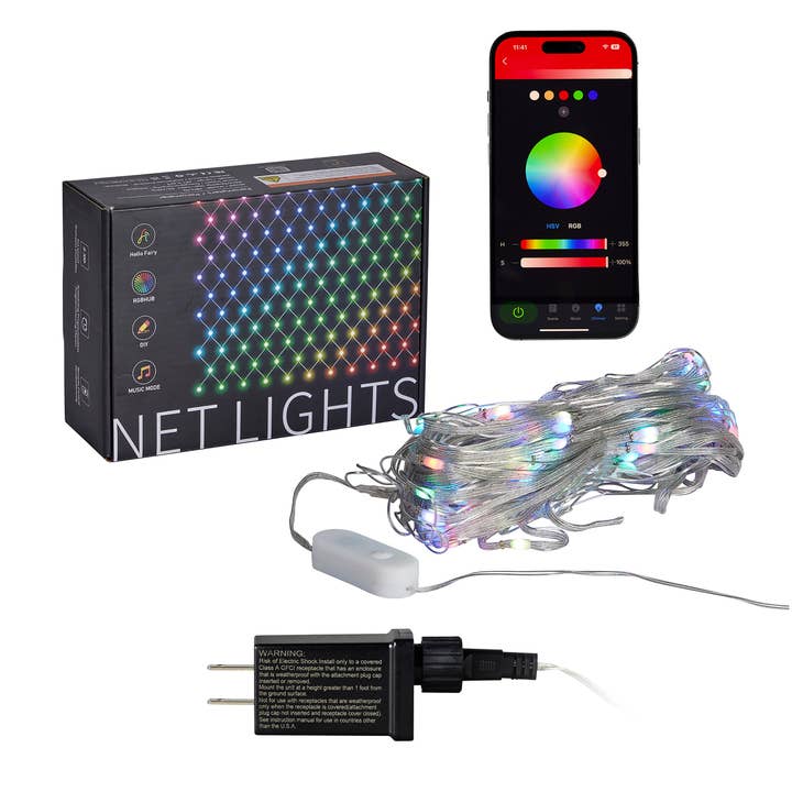 Vivvi App-Based Customizable, Color-Changing LED Net Lights 5ft x 3ft for wholesale by Seasonal LLC