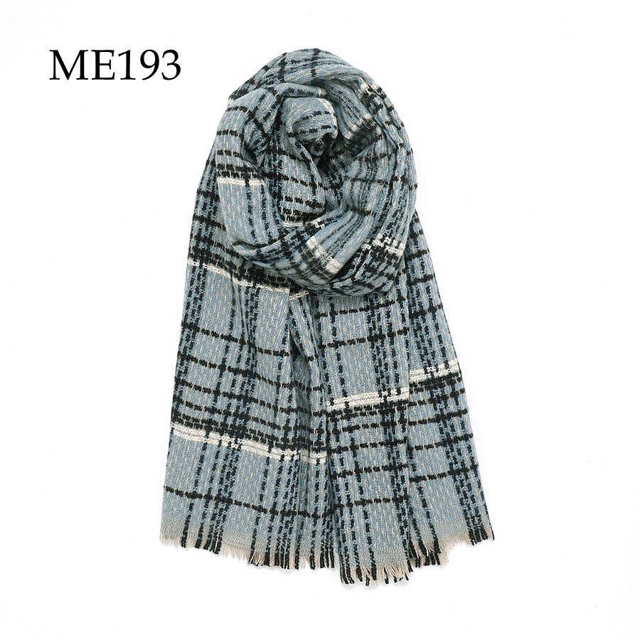 Adorro - Wholesale Scarf - Women's - Soft Chunky Knit Plaid Scarf (10 colors) 5