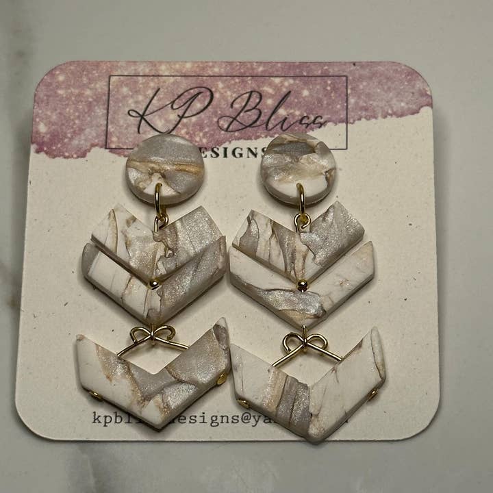 Handmade White Marble Polymer Clay Earrings for wholesale by KP Bliss Designs