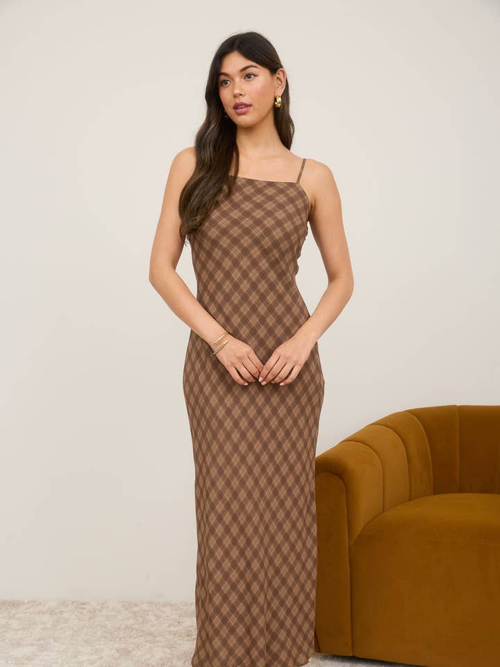 The Workshop Studio - Wholesale Dress - Women's - PLAID SPAGHETTI STRAP MIDI DRESS 9