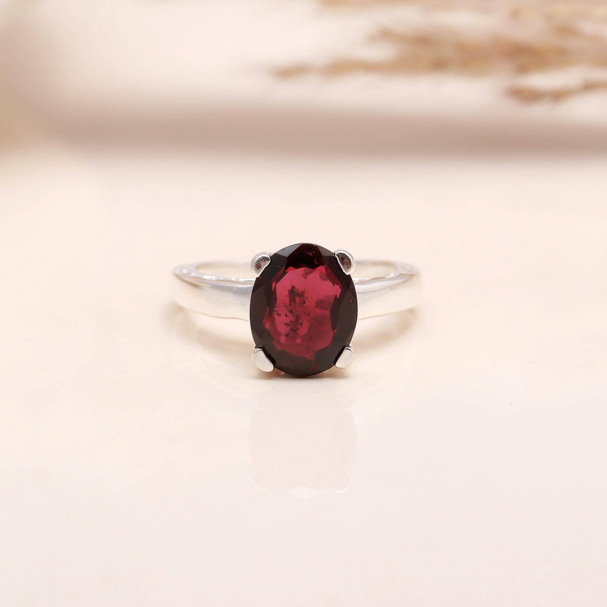 AG 925 JEWELLERY - Wholesale Single Stone/Solitaire Ring - 925 Silver Oval Garnet Solitaire Ring3