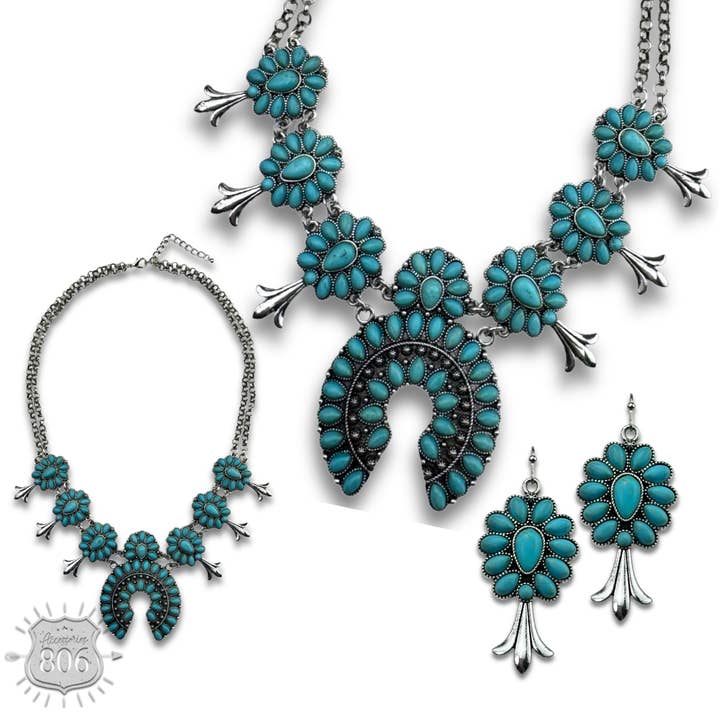 Pink Panache Brands - Wholesale Jewelry Set - Stone squash blossom necklace set - LC8