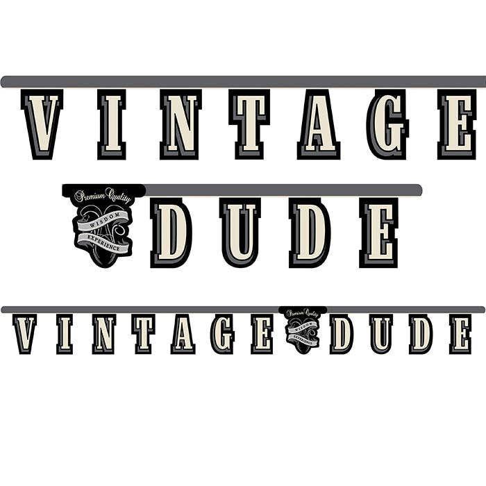 Bulk Party Decor - Wholesale Party Sign/Banner - Vintage Dude Party Banner, 1/Pkg