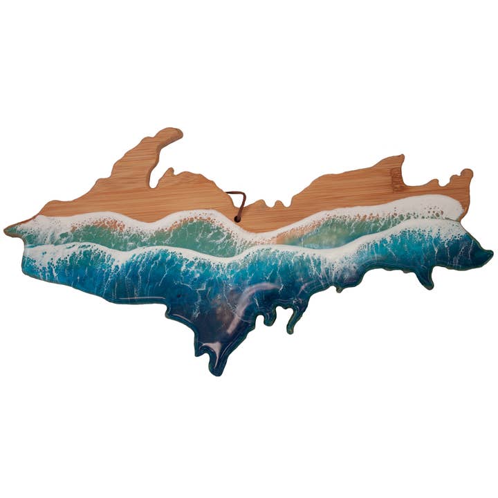 Michigan Upper Peninsula Beach Charcuterie Board for wholesale by Resin Vibes by MB