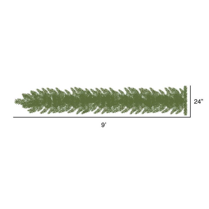 Green Vickerman 9' x 24" Grand Teton Artificial Garland, Unlit for wholesale on Faire2