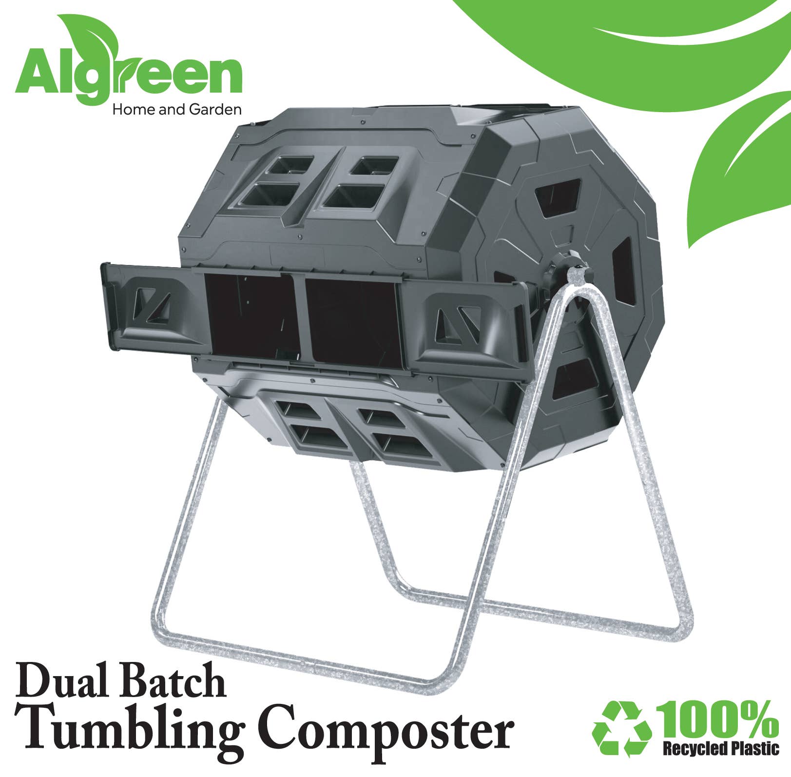 Algreen - Vente Bibelots/décorations d'extérieur - Composteur rotatif de 43 gallons (assemblé 28,6x26x37")2