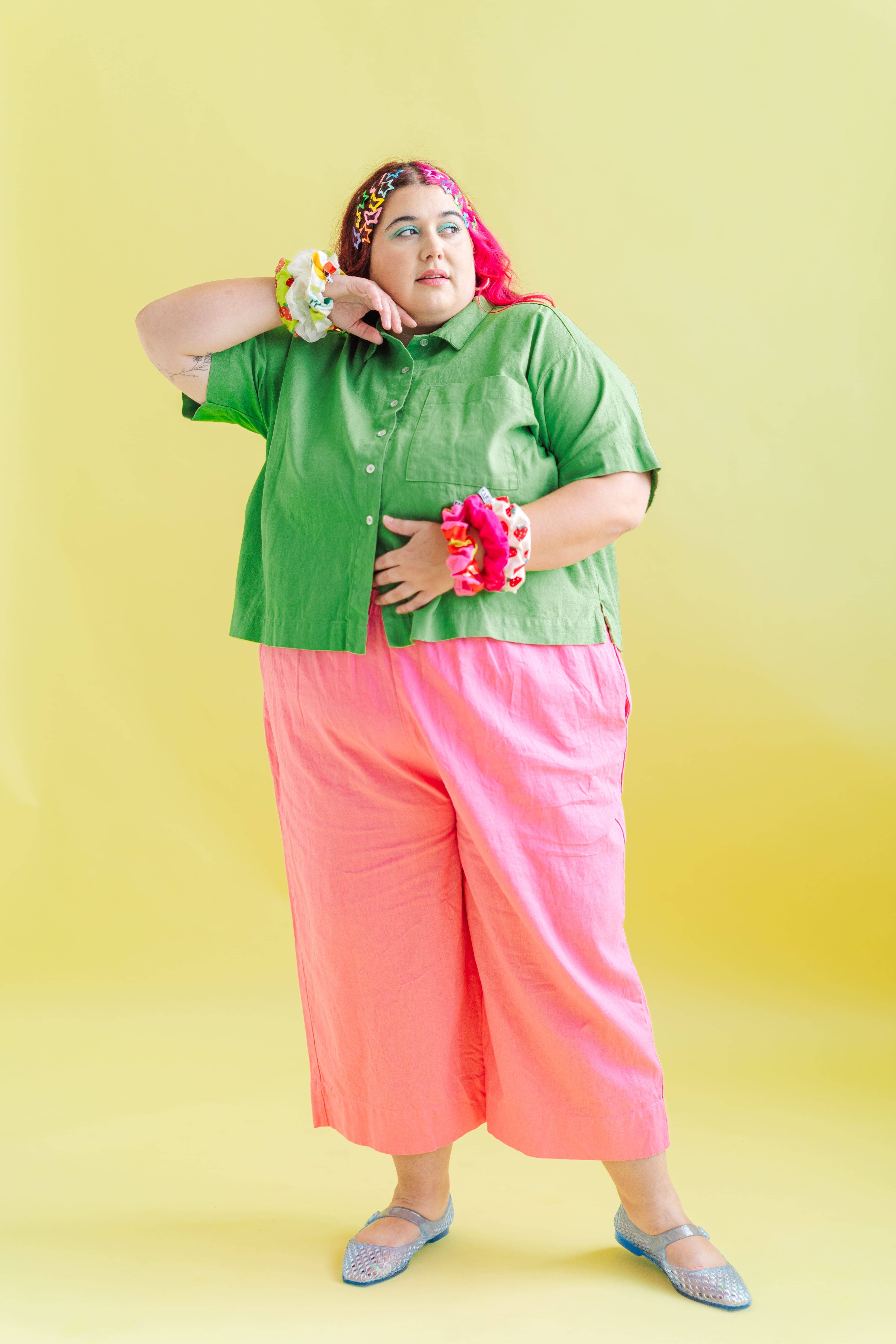 Nettle Studios - Wholesale Pants - Women's - Size Inclusive Plus Size Wide Leg Pant Bubblegum Pink Linen11