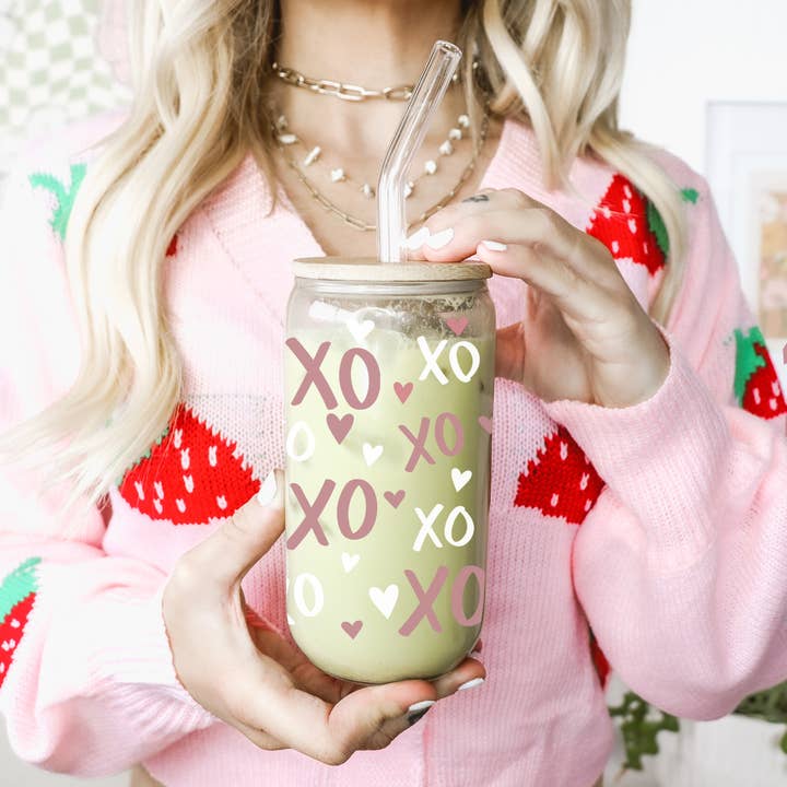 Gia Roma - Wholesale Coffee Mug - Valentines Glass Tumblers Heart Smiley, Galentines Gift Idea35