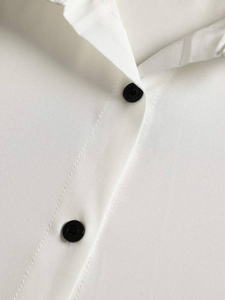 WHITE long sleeve buttoned shirt dress for wholesale on Faire4