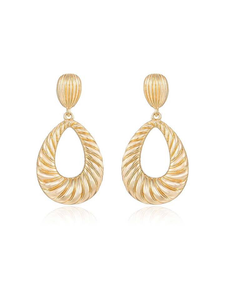 Teardrop Wave Detailed Earrings for wholesale by Ettika