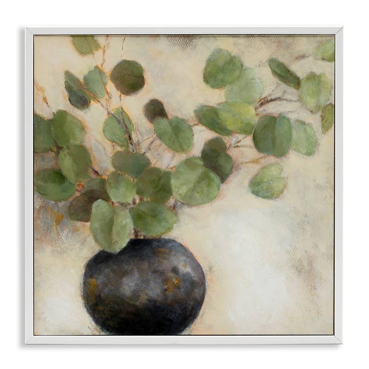 Foglie di eucalipto in vaso verde incorniciate Giclée per la vendita all'ingrosso da parte di Stupell Industries