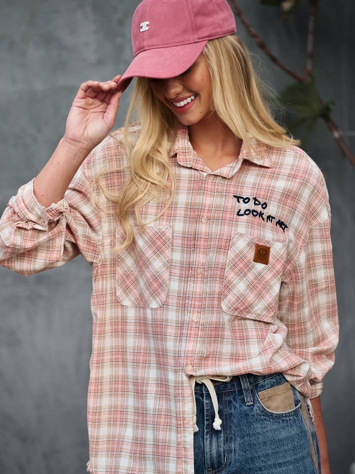 Urban Daizy - Wholesale Button Down Shirt - Women's - "TO DO LOOK AT ART" Embroidered Boho Top3